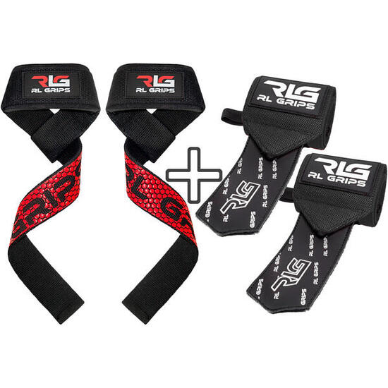 Straps + polsini da palestra RL Grips Bianco e Nero