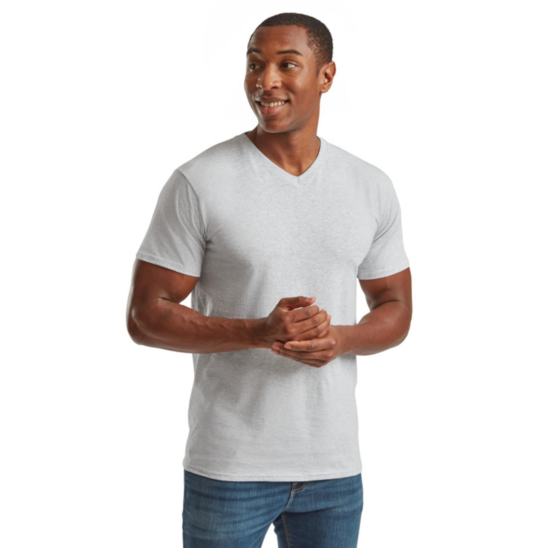 T-shirt Fruit of the Loom Valueweight col V gris - 100% coton 1/7