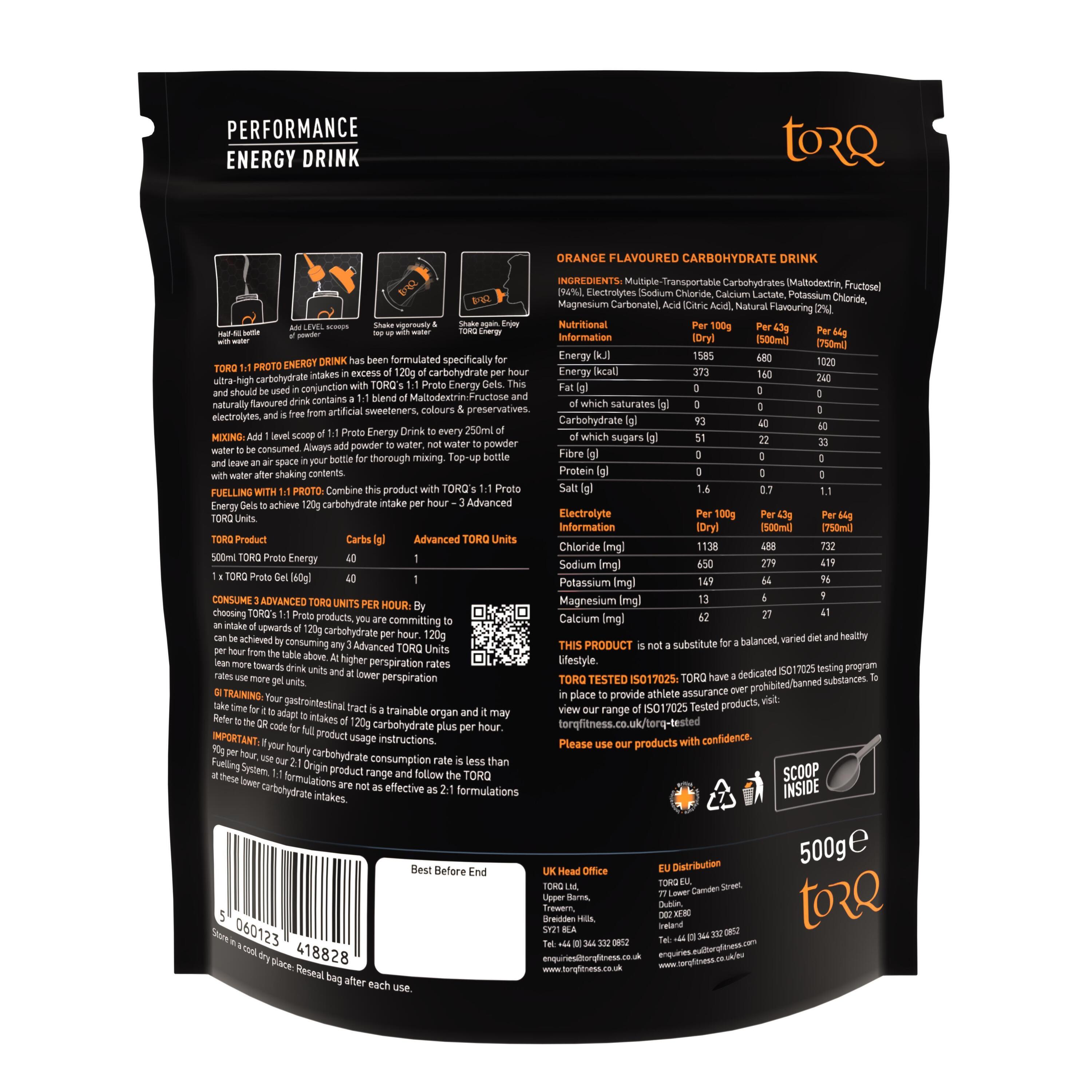 Bevanda sportiva 1:1 Energy Drink gusto arancia 500g 2/3