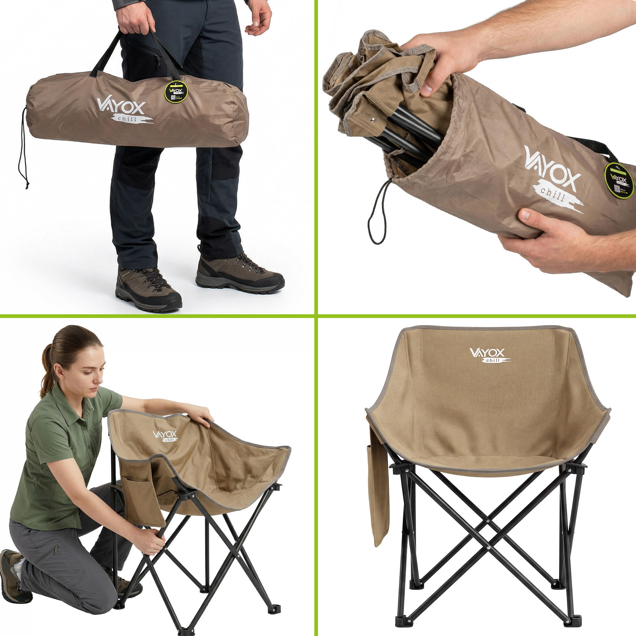 Set di 2 sedie da campeggio Vayox VA0432 Chill pieghevoli, fino a 120kg 3/7