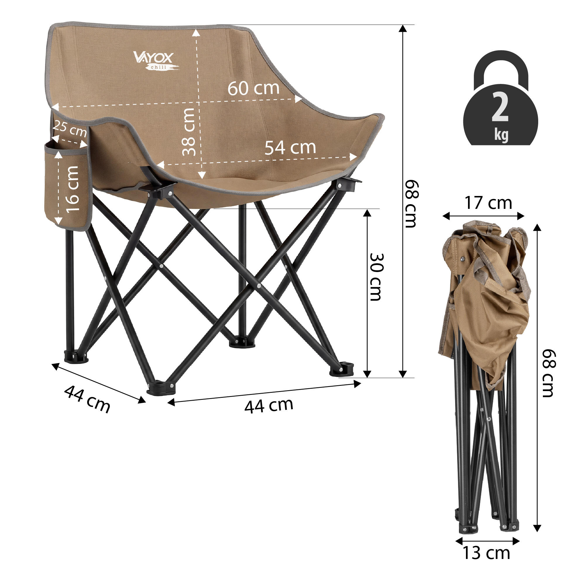 Set di 2 sedie da campeggio Vayox VA0432 Chill pieghevoli, fino a 120kg 5/7