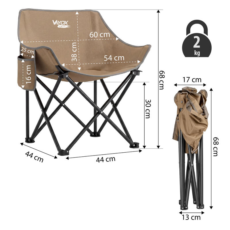 Scaun de camping Vayox VA0432 Chill pliabil 60x51x66cm