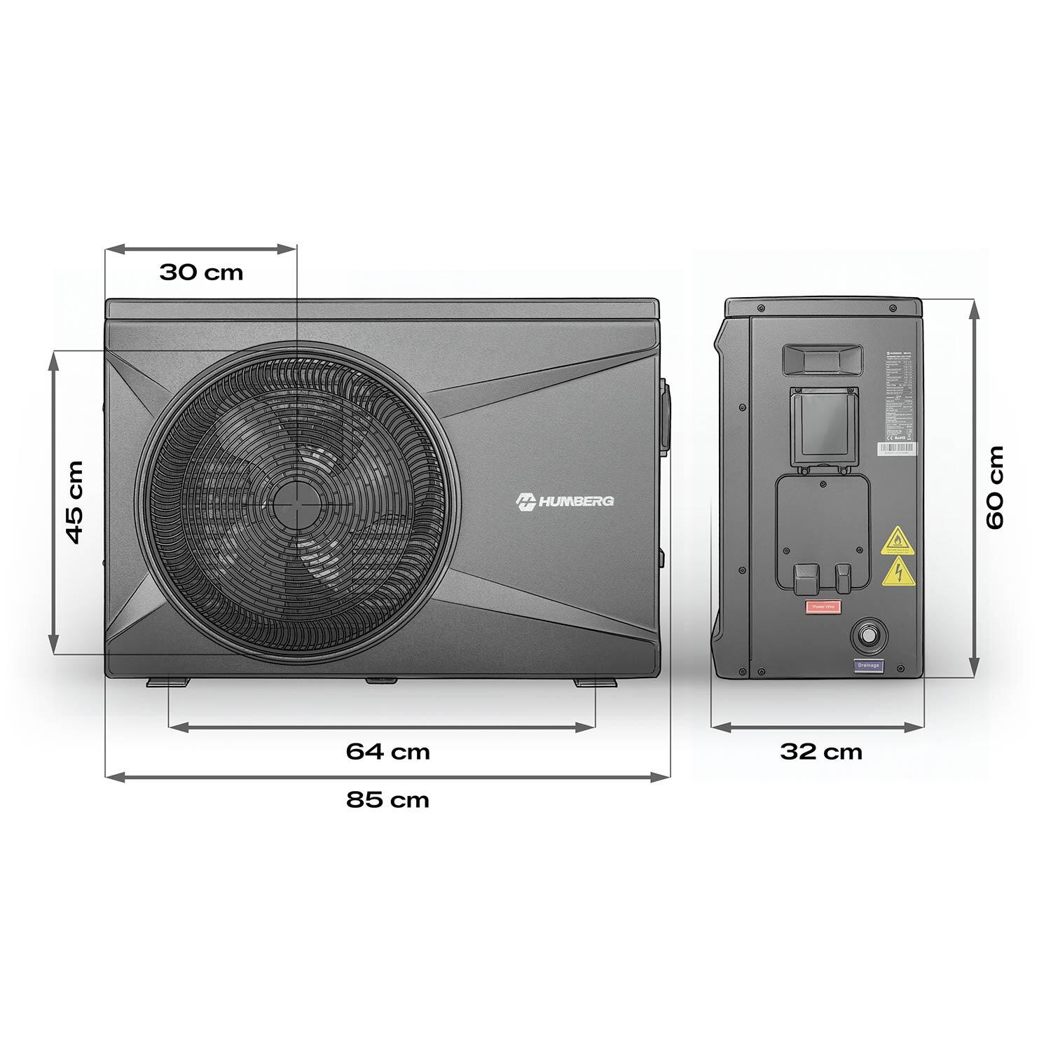 Pompa ciepła do basenu Humberg inwerterowa podgrzewacz wody 10 kW + Bypass 7/7