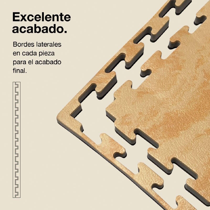 JOWY Tatami Puzzle 2,5cm 100x100cm – Efeito Madeira/Preto 3/5