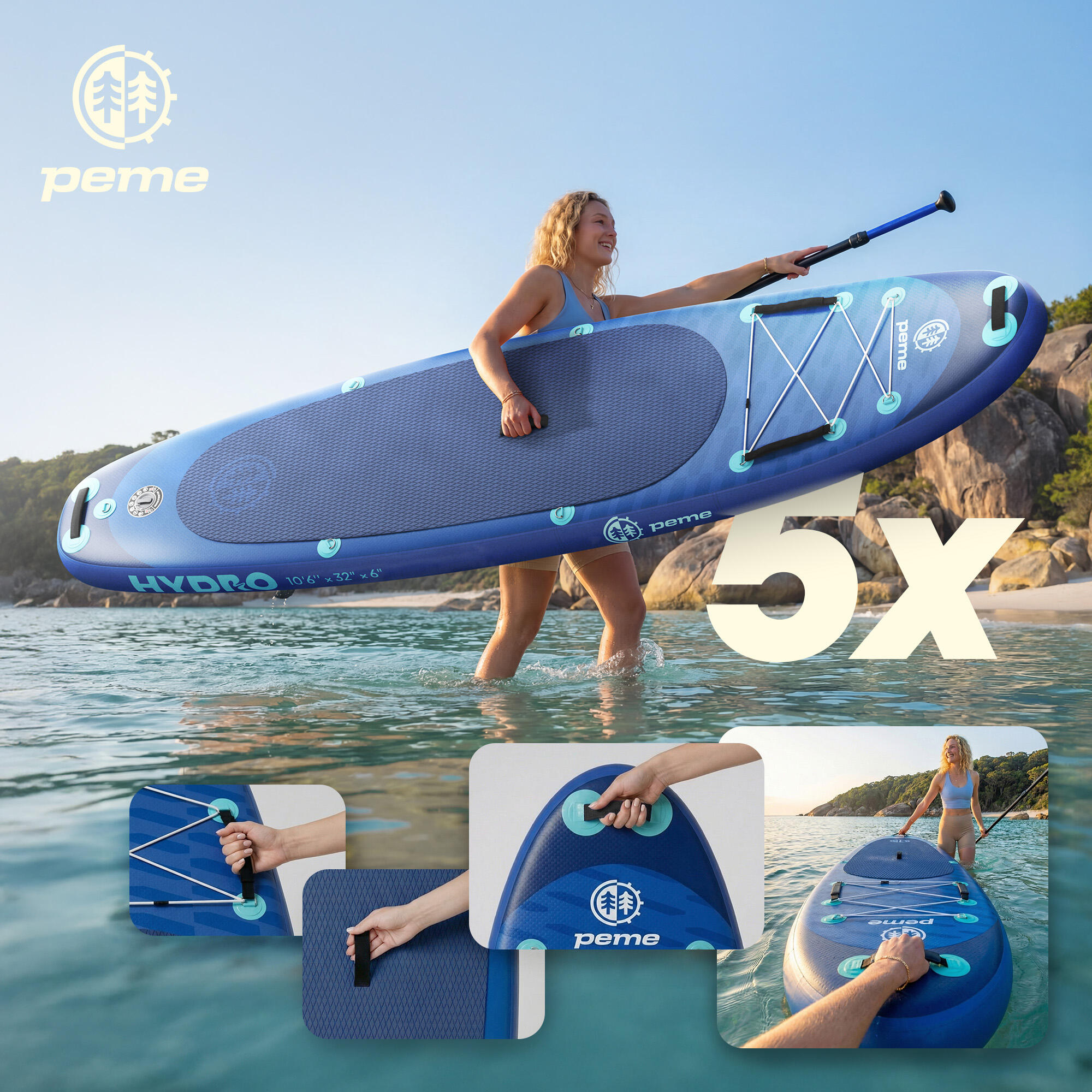 Set Inflatable SUP board 10'6 320x81x15 cm touring - stable for longer ...