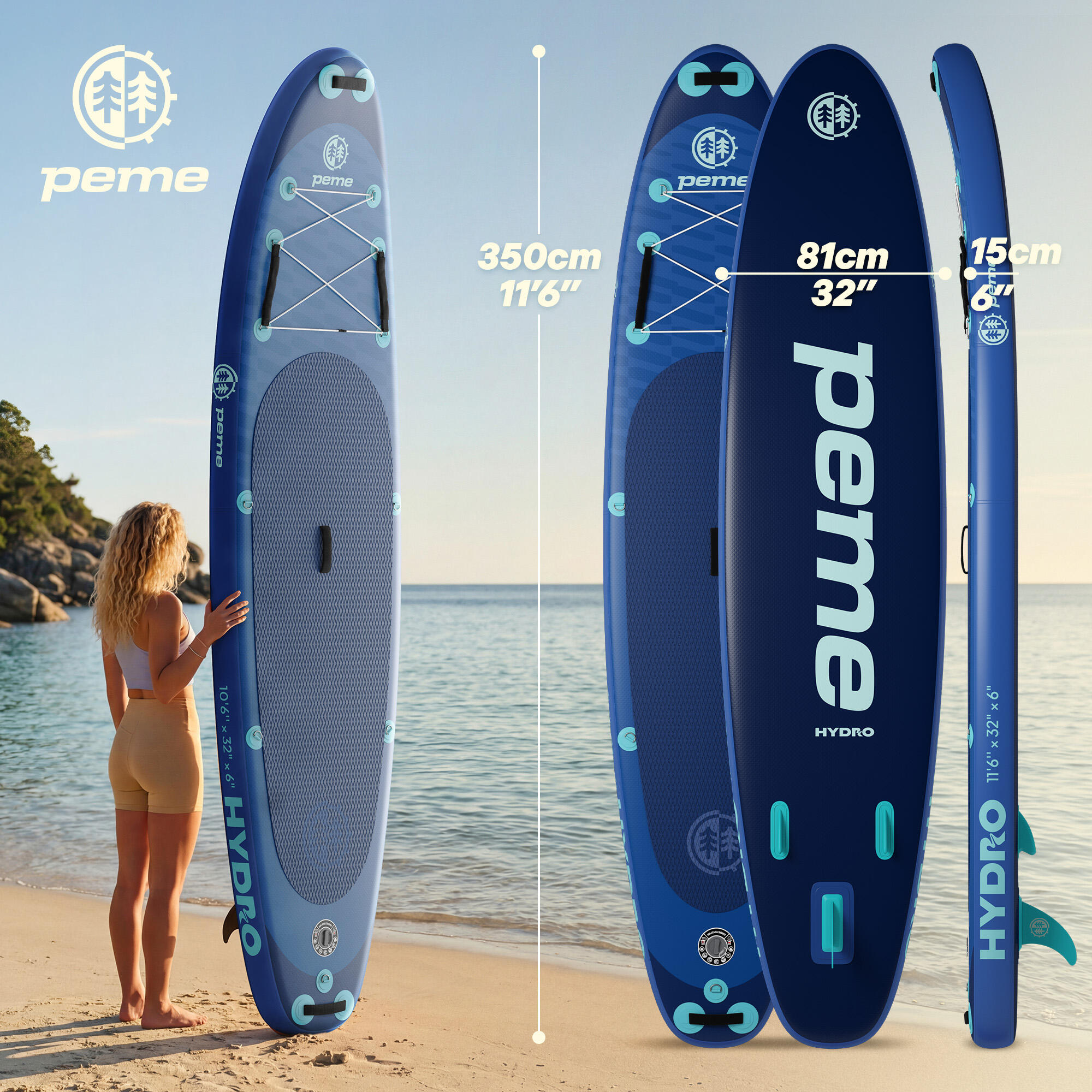 Pack Stand up paddle gonflable 11'6 350x81x15 cm - touring, stable, 2 personnes 2/7
