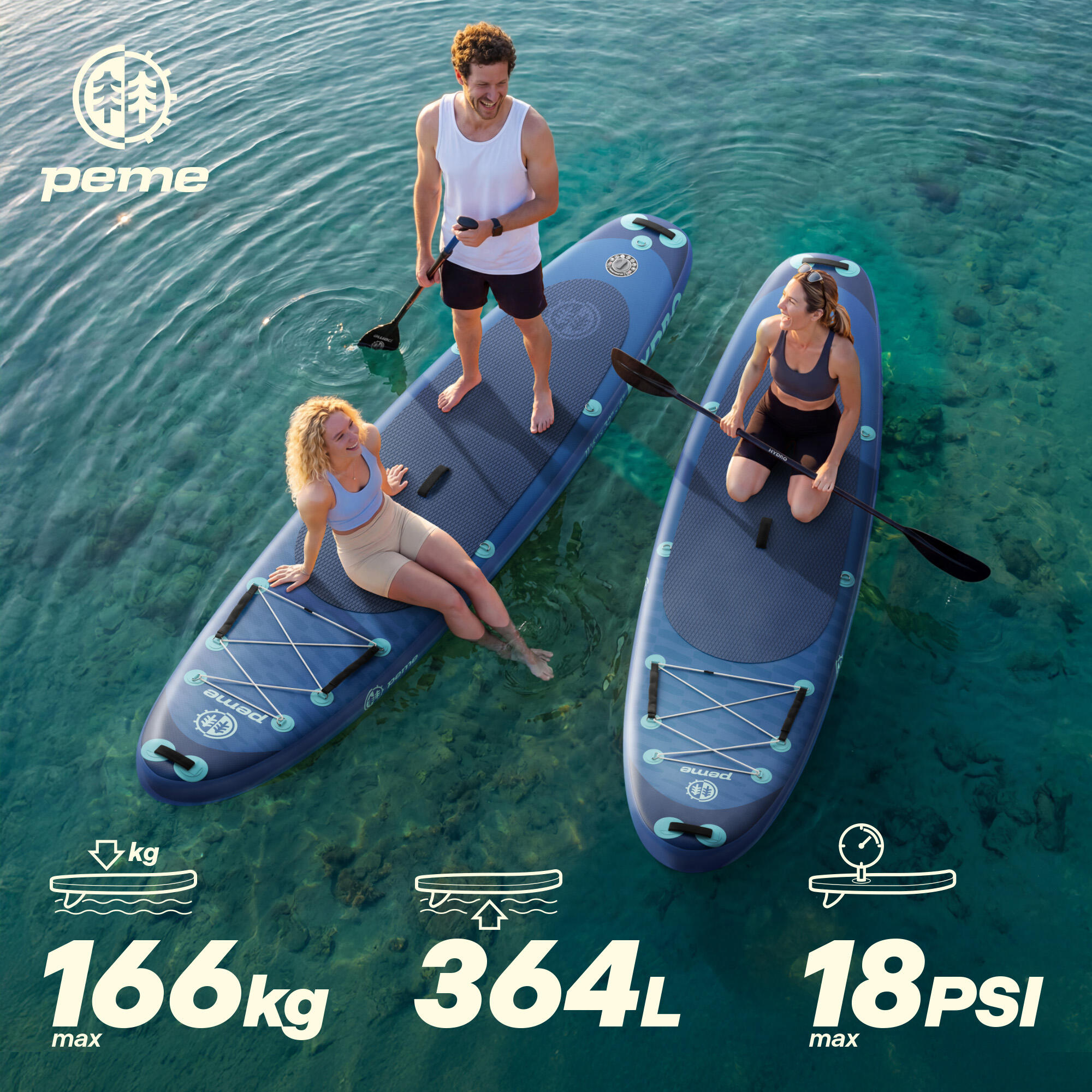 Pack Stand up paddle gonflable 11'6 350x81x15 cm - touring, stable, 2 personnes 3/7
