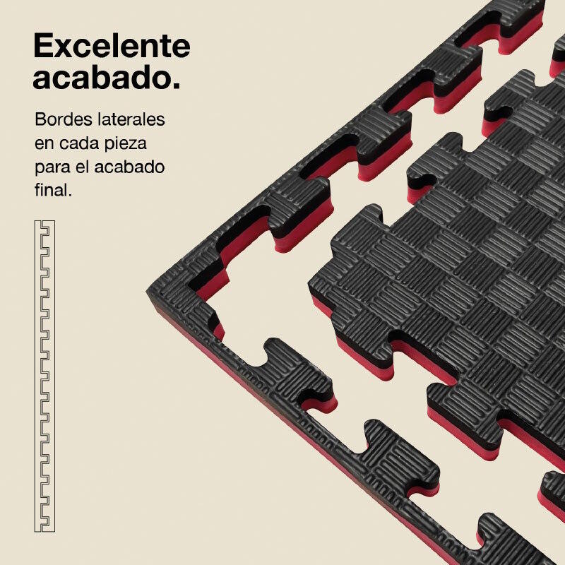 JOWY Tatami Puzzle 2,5cm 100x100cm – Alta Densidade Preto/Vermelho 3/6