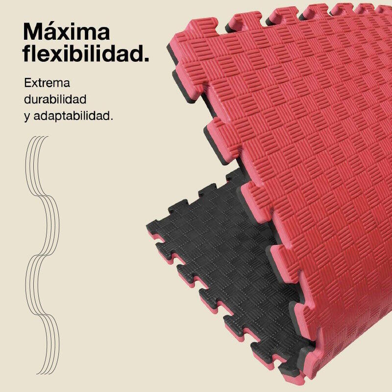 JOWY Tatami Puzzle 2,5cm 100x100cm – Alta Densidade Preto/Vermelho 6/6