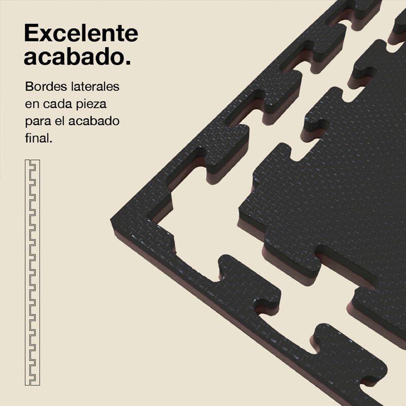 JOWY Tatame Puzzle 2,5 cm 100x100 cm – Superfície T, reversível Cinza/Preto 3/6