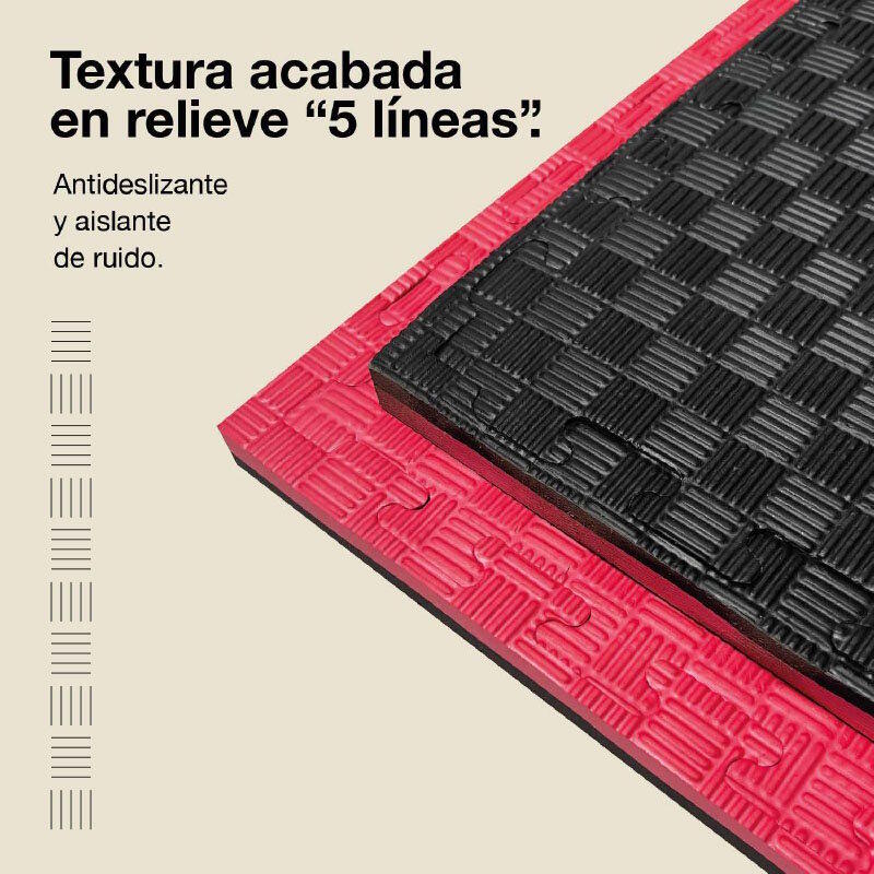 JOWY Tatami Puzzle 2,5cm 100x100cm – Alta Densidade Preto/Vermelho 5/6