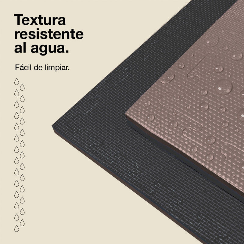 JOWY Tatame Puzzle 2,5 cm 100x100 cm – Superfície T, reversível Cinza/Preto 5/6