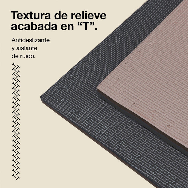 JOWY Tatame Puzzle 2,5 cm 100x100 cm – Superfície T, reversível Cinza/Preto 4/6