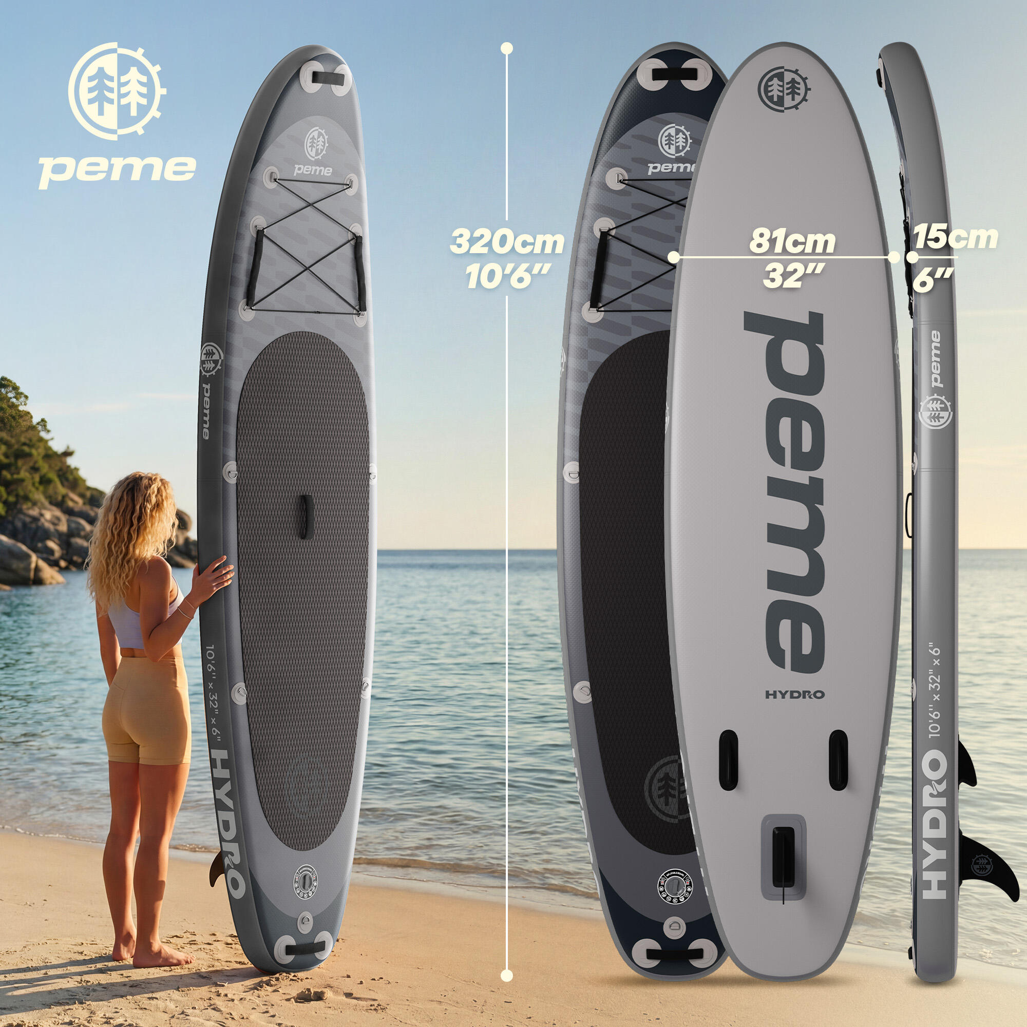 Pack Stand up paddle gonflable 10'6 320x81x15 cm - touring, stable, 2 personnes 2/7