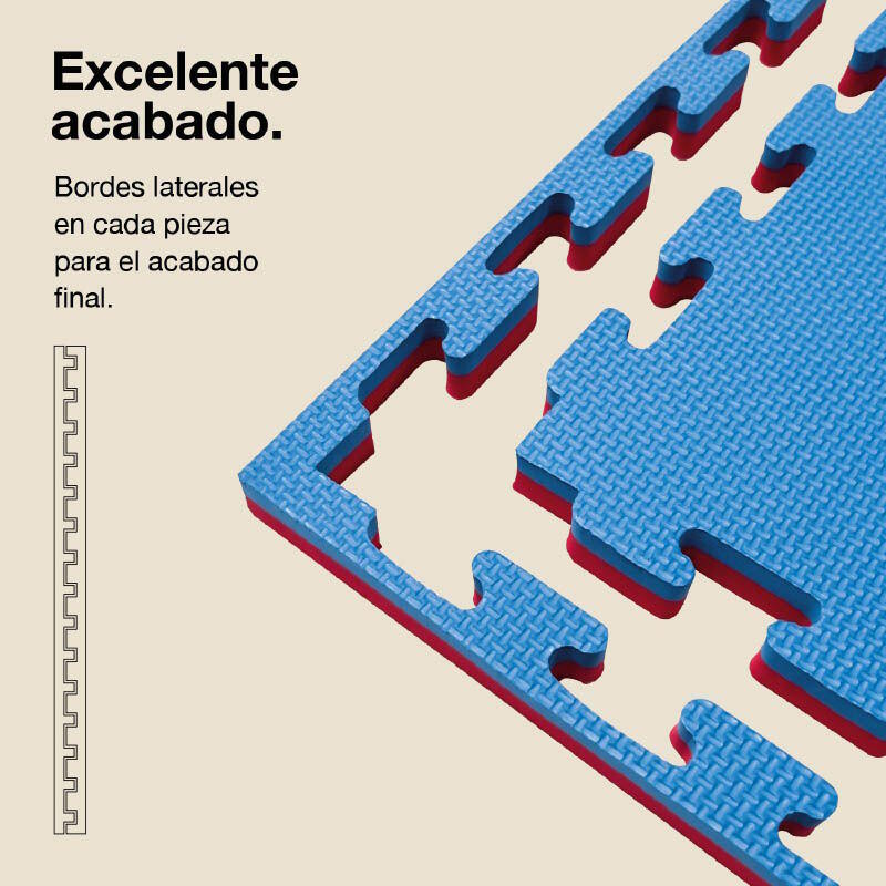 JOWY Tatame Puzzle 2 cm 100x100 cm – Superfície T, reversível Azul/Vermelho 3/6