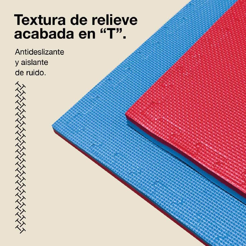 JOWY Tatame Puzzle 2 cm 100x100 cm – Superfície T, reversível Azul/Vermelho 4/6