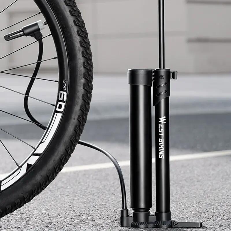 Bomba de bici alta presión doble cilindro con manómetro 3/4