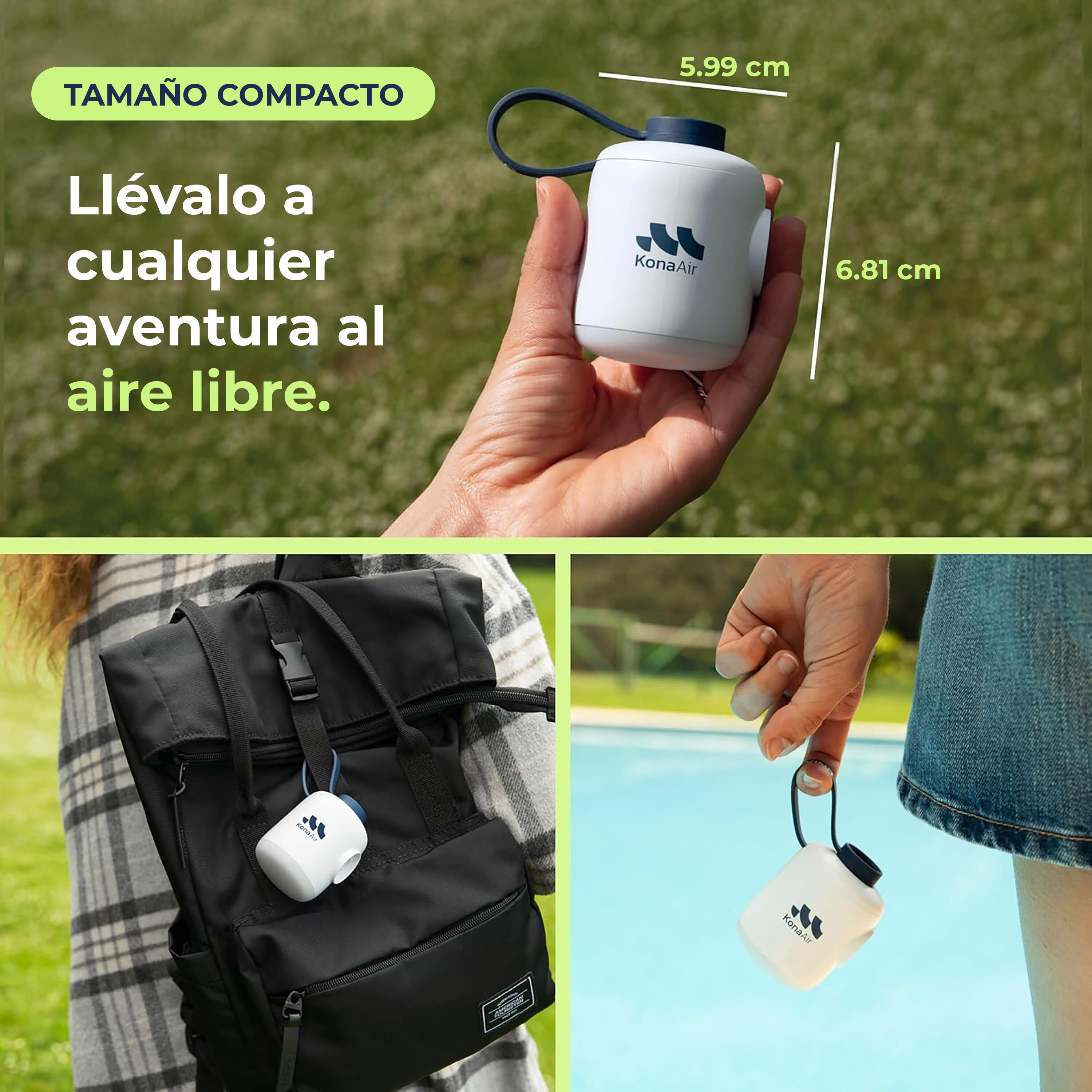 Woowind Kona Air mini inflador portátil blanco y azul 2/5