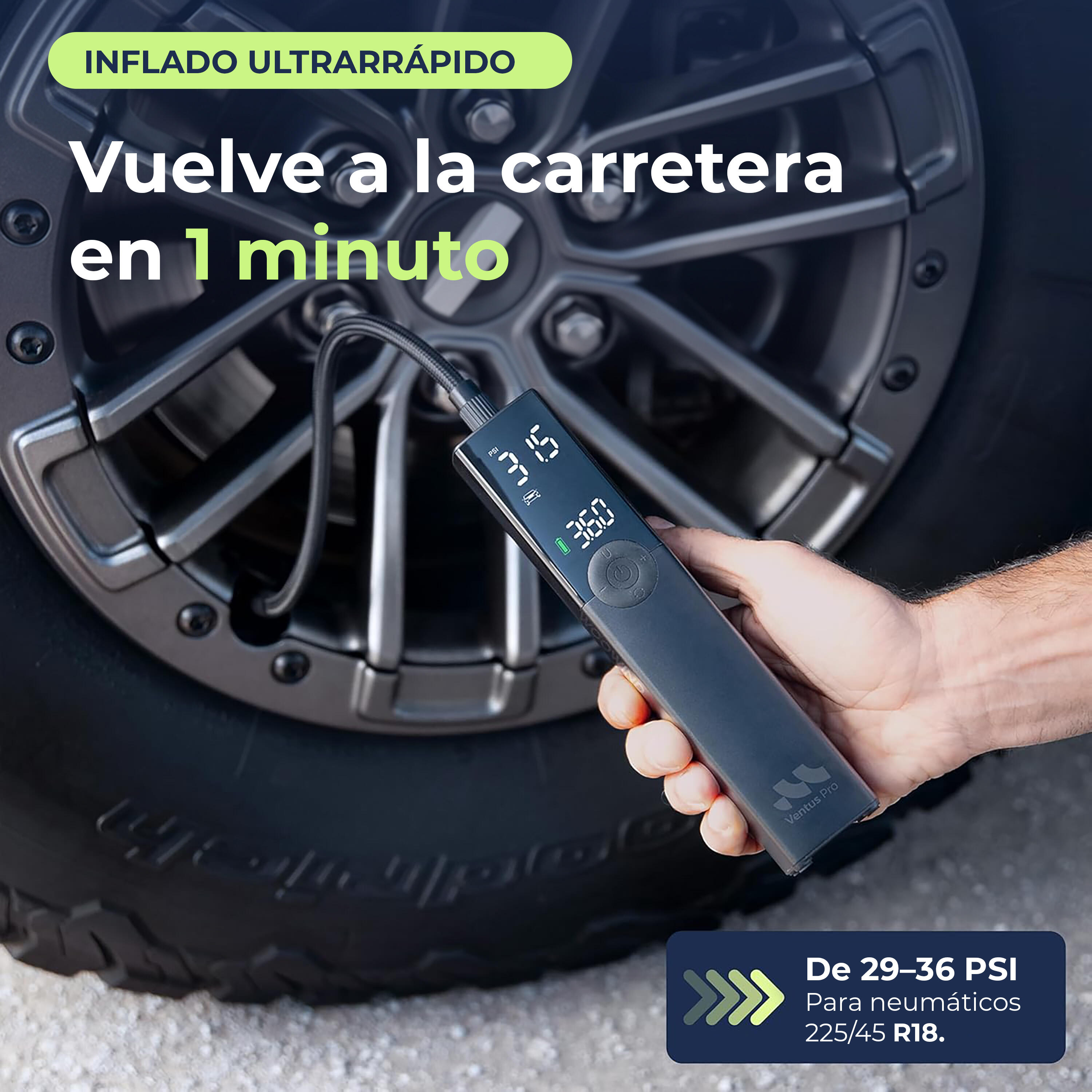 Woowind Ventus Pro inflador portátil compacto, negro 2/5