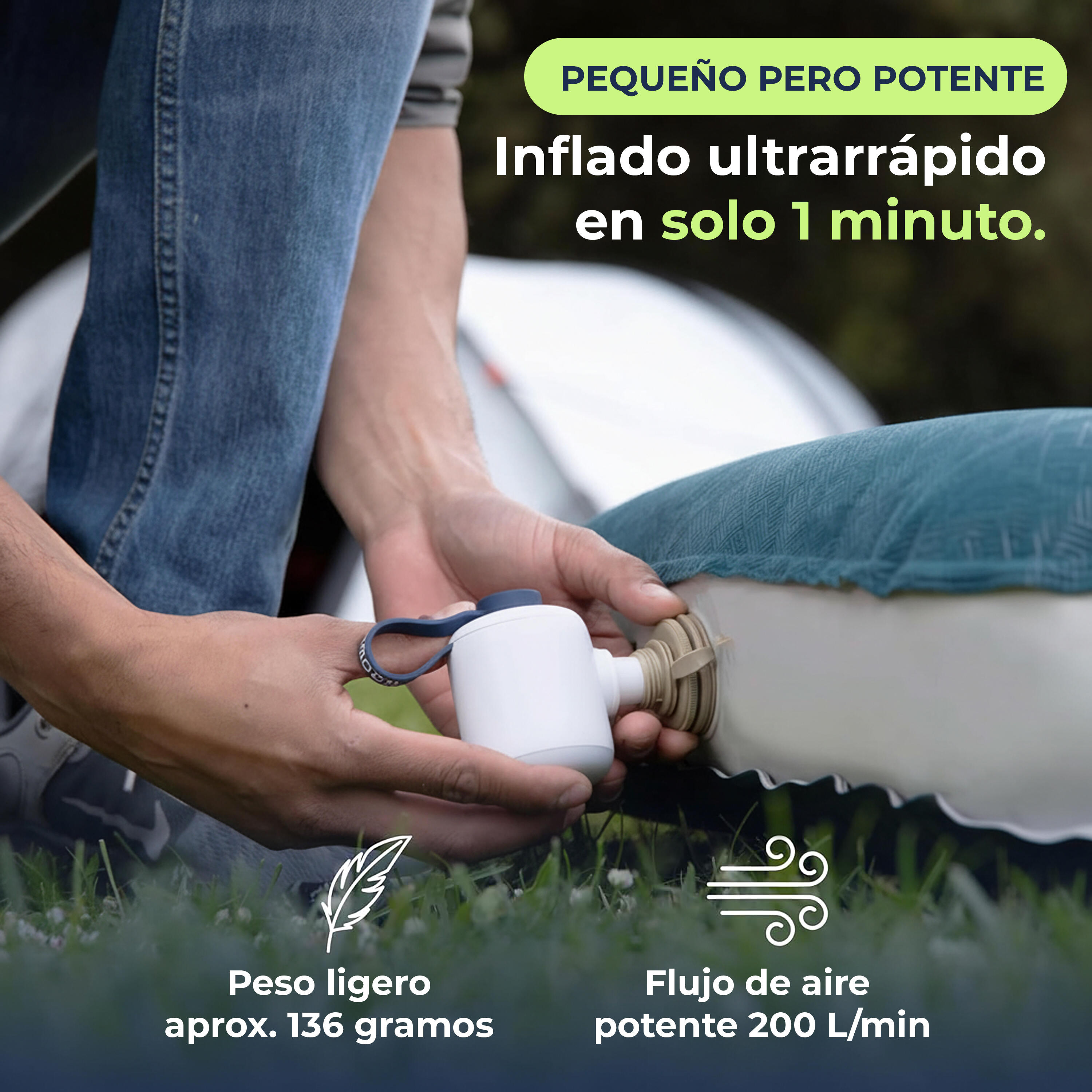 Woowind Kona Air mini inflador portátil blanco y azul 4/5