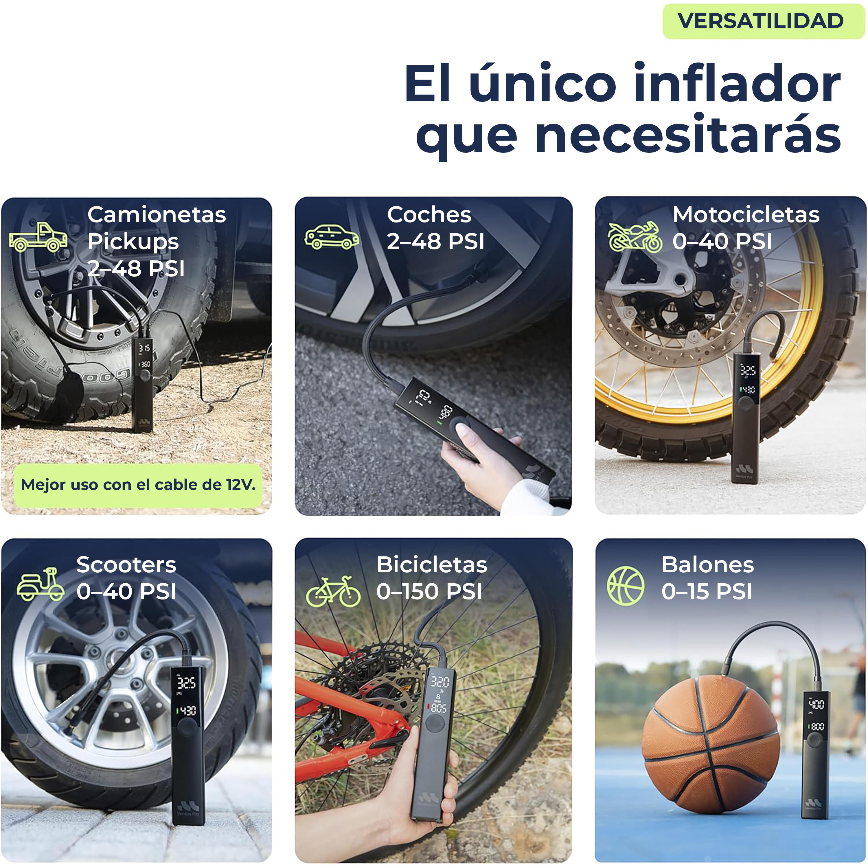 Woowind Ventus Pro inflador portátil compacto, negro 4/5