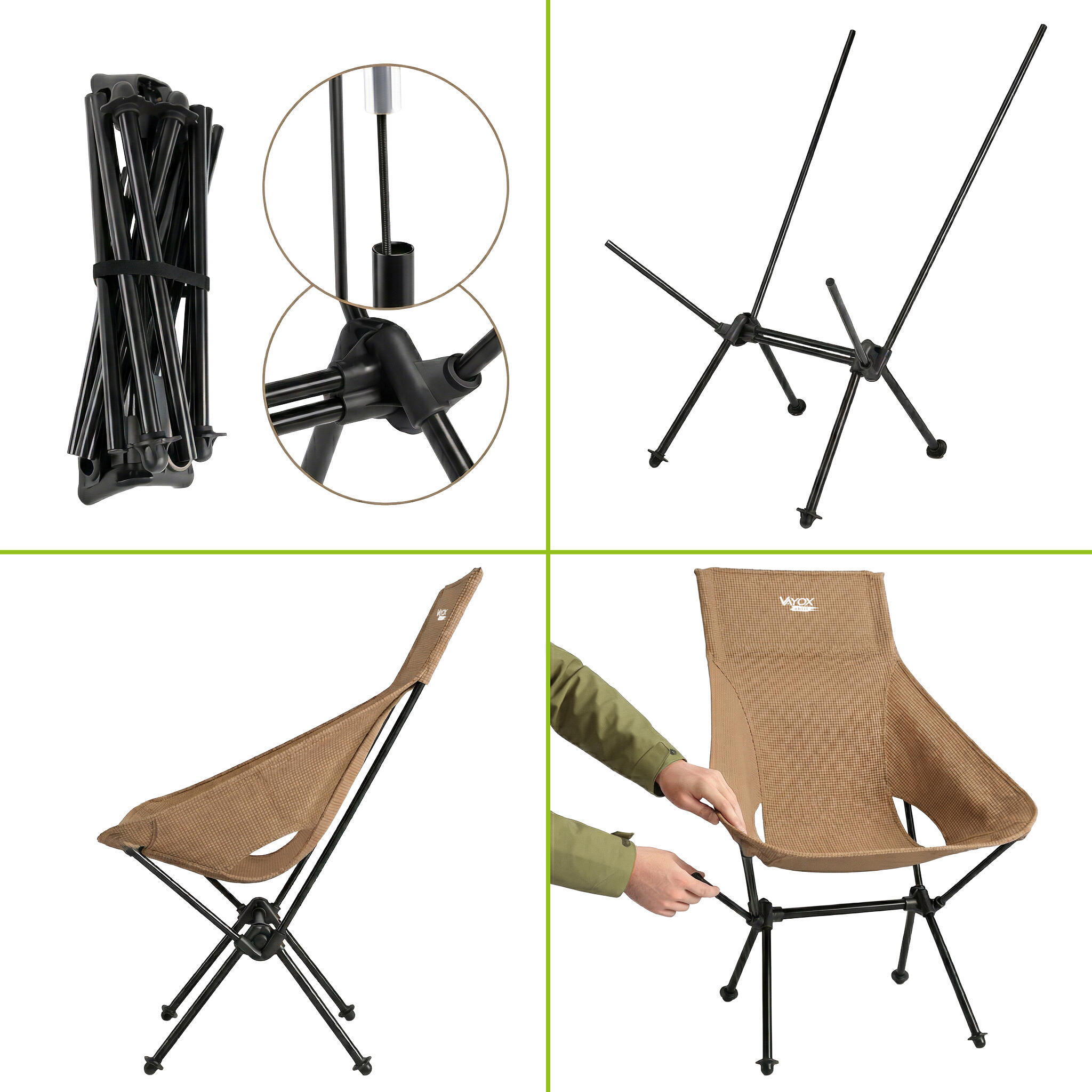 Set di 2 sedie da campeggio Vayox VA0431 Relax pieghevoli, fino a 120kg 3/7