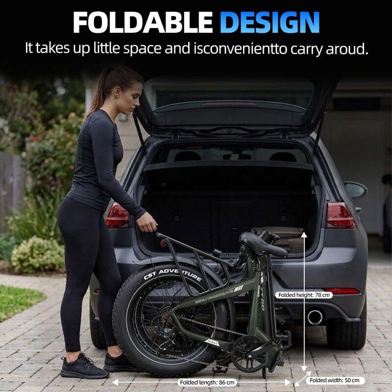 Bicicleta híbrida eléctrica llantas anchas deporte F6Boost larga autonomía verde 6/7