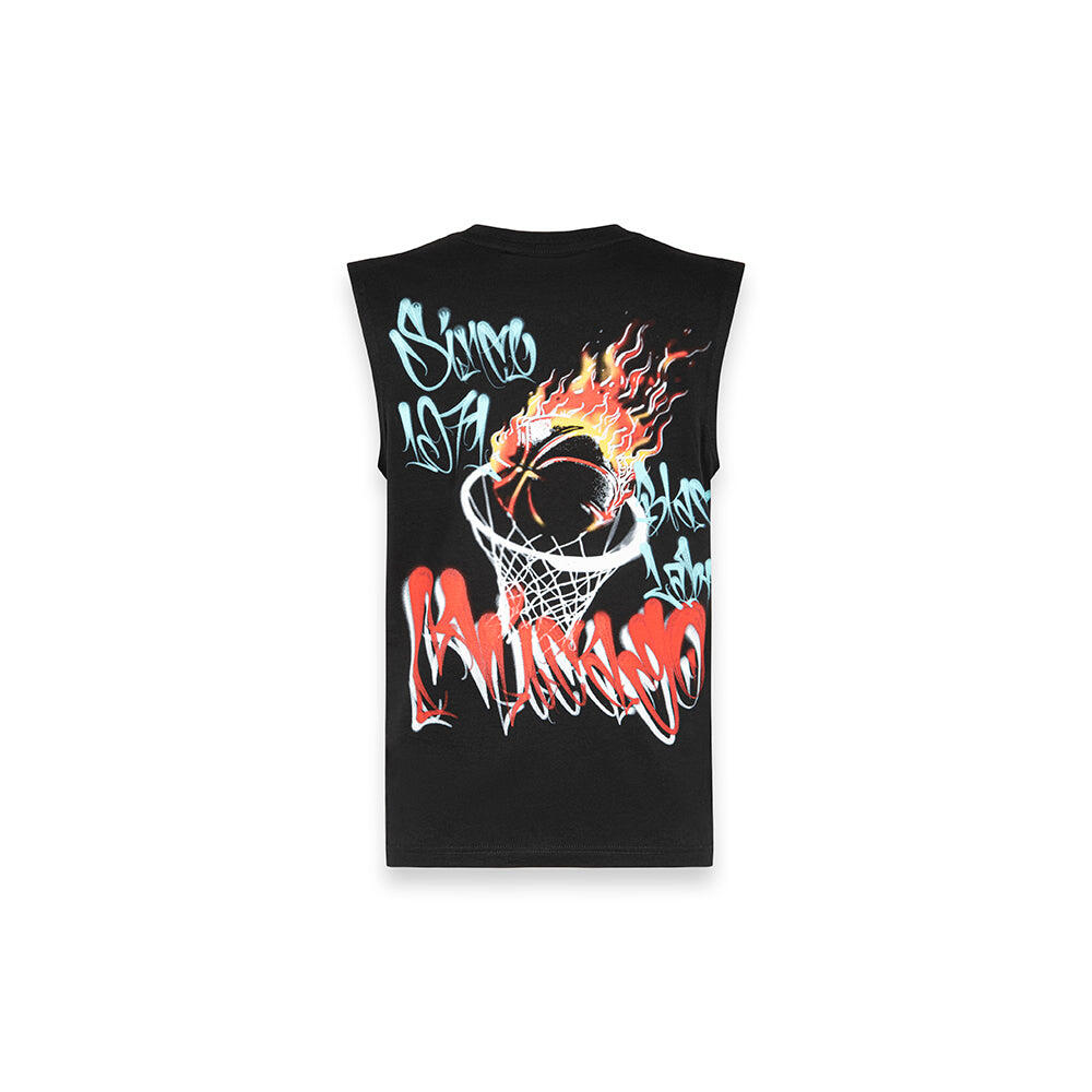Canotta in jersey Streetwear Graffiti Flame Basketball Urban Drop NERO 2/3