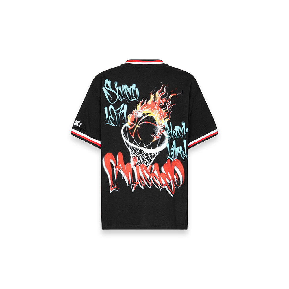 T-shirt varsity graffiti con maxi numero 91 NERO 2/4