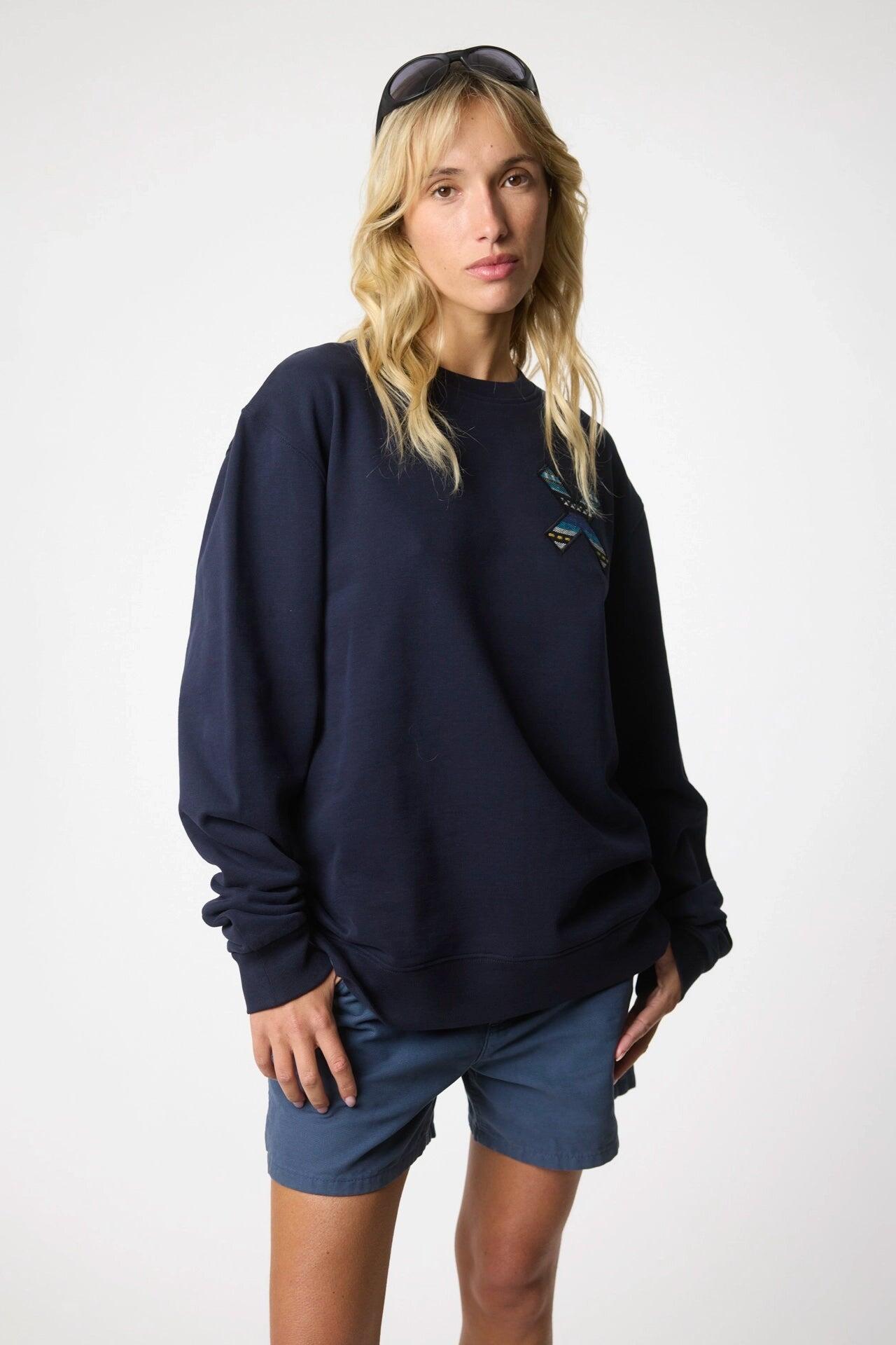 Sudadera Blue Banana Azul Marino de Algodón 100% Orgánico 4/7