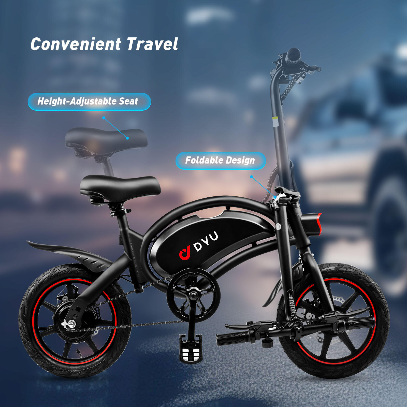 Bicicleta eléctrica urbana plegable compacta DYU D3F de 14 pulgadas 5/7