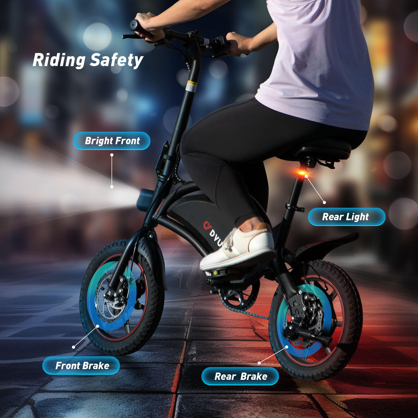 Bicicleta eléctrica urbana plegable compacta DYU D3F de 14 pulgadas 4/7