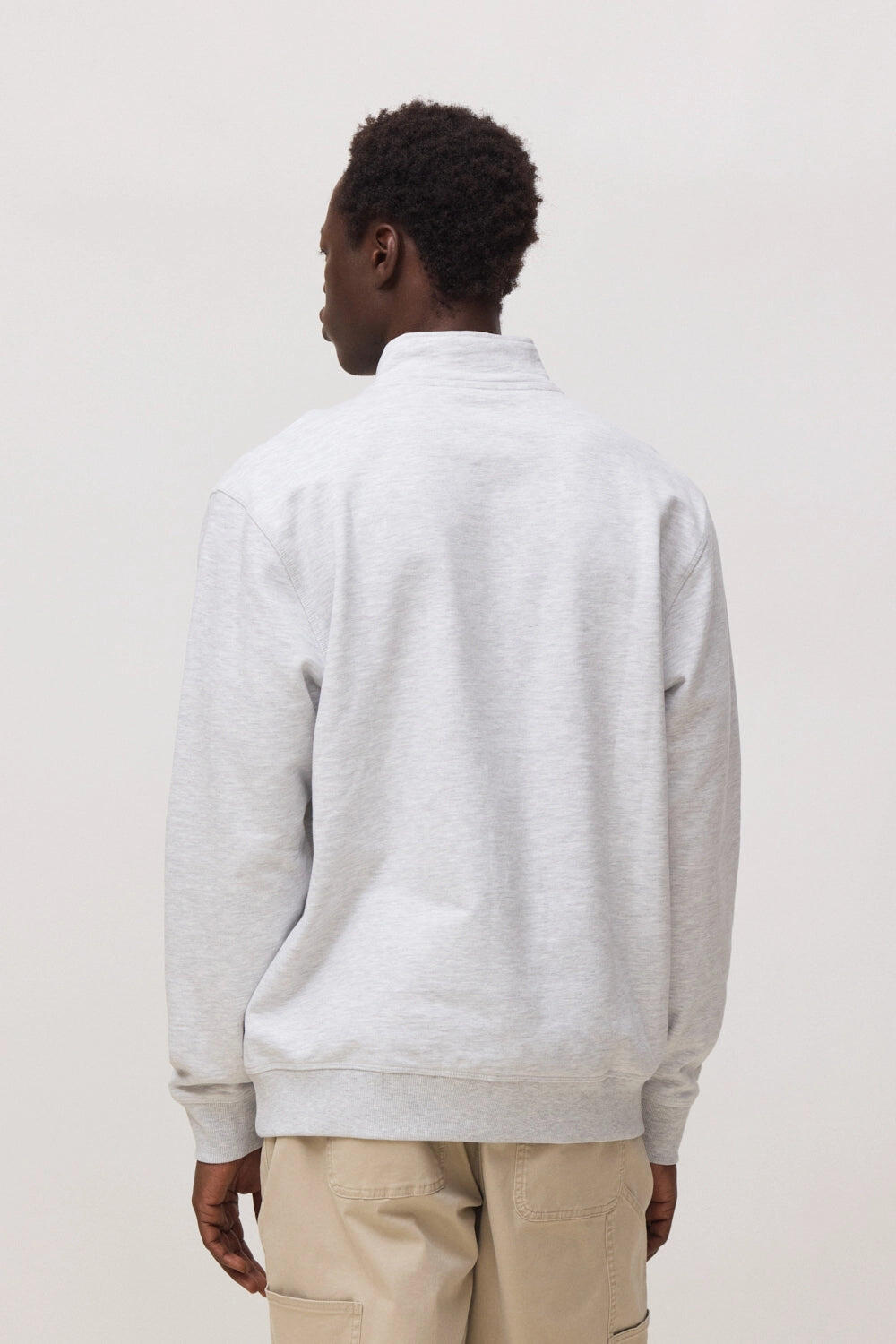 Sudadera Half Zip Blue Banana Light Grey Melange de Algodón 100% Orgánico 2/7