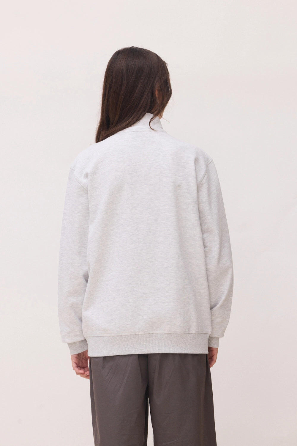 Sudadera Half Zip Blue Banana Light Grey Melange de Algodón 100% Orgánico 5/7