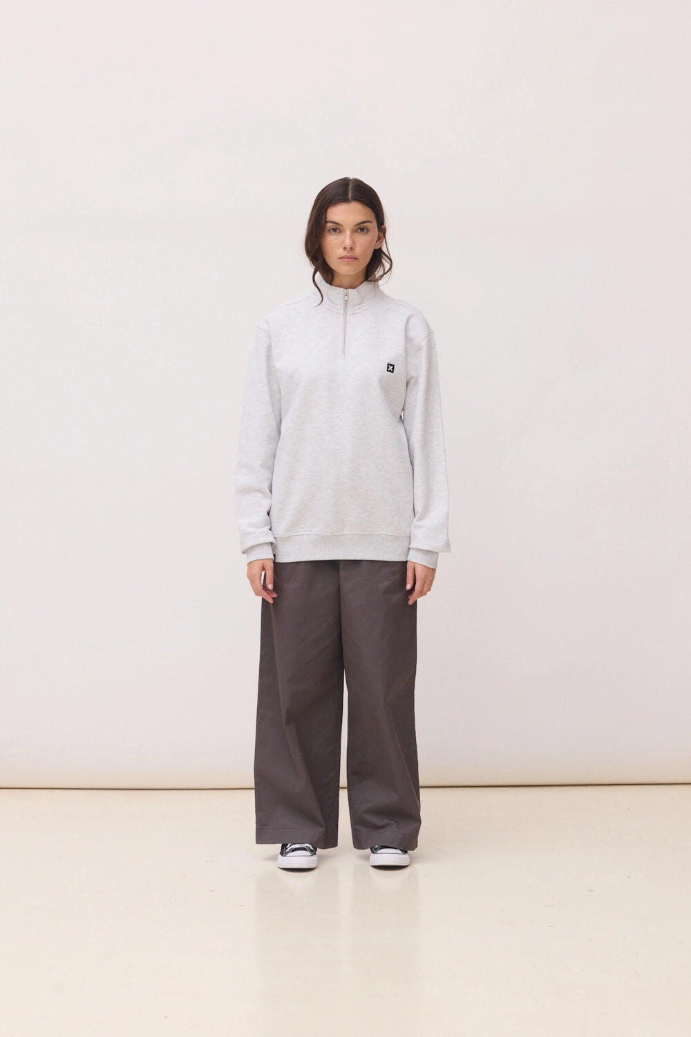 Sudadera Half Zip Blue Banana Light Grey Melange de Algodón 100% Orgánico 6/7