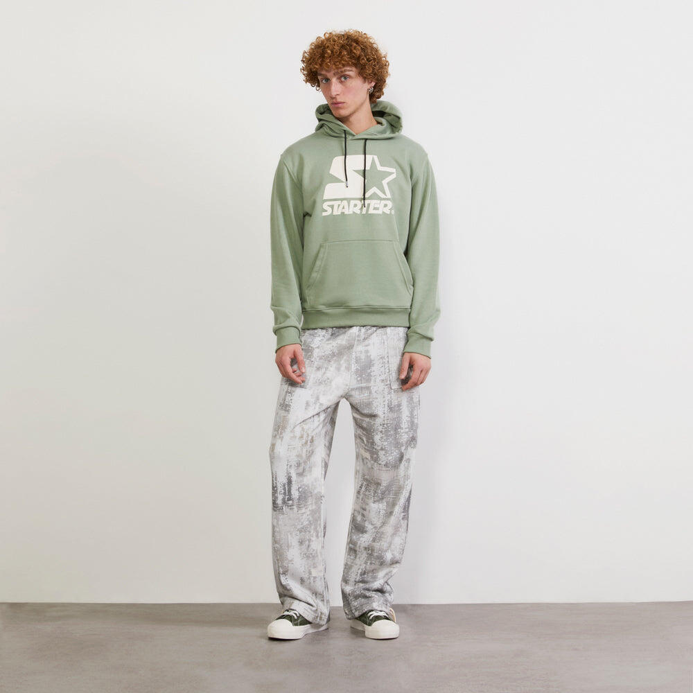 Felpa hoodie da uomo basic VERDE POLVERE 5/6
