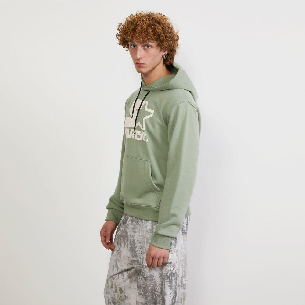 Felpa hoodie da uomo basic VERDE POLVERE 4/6