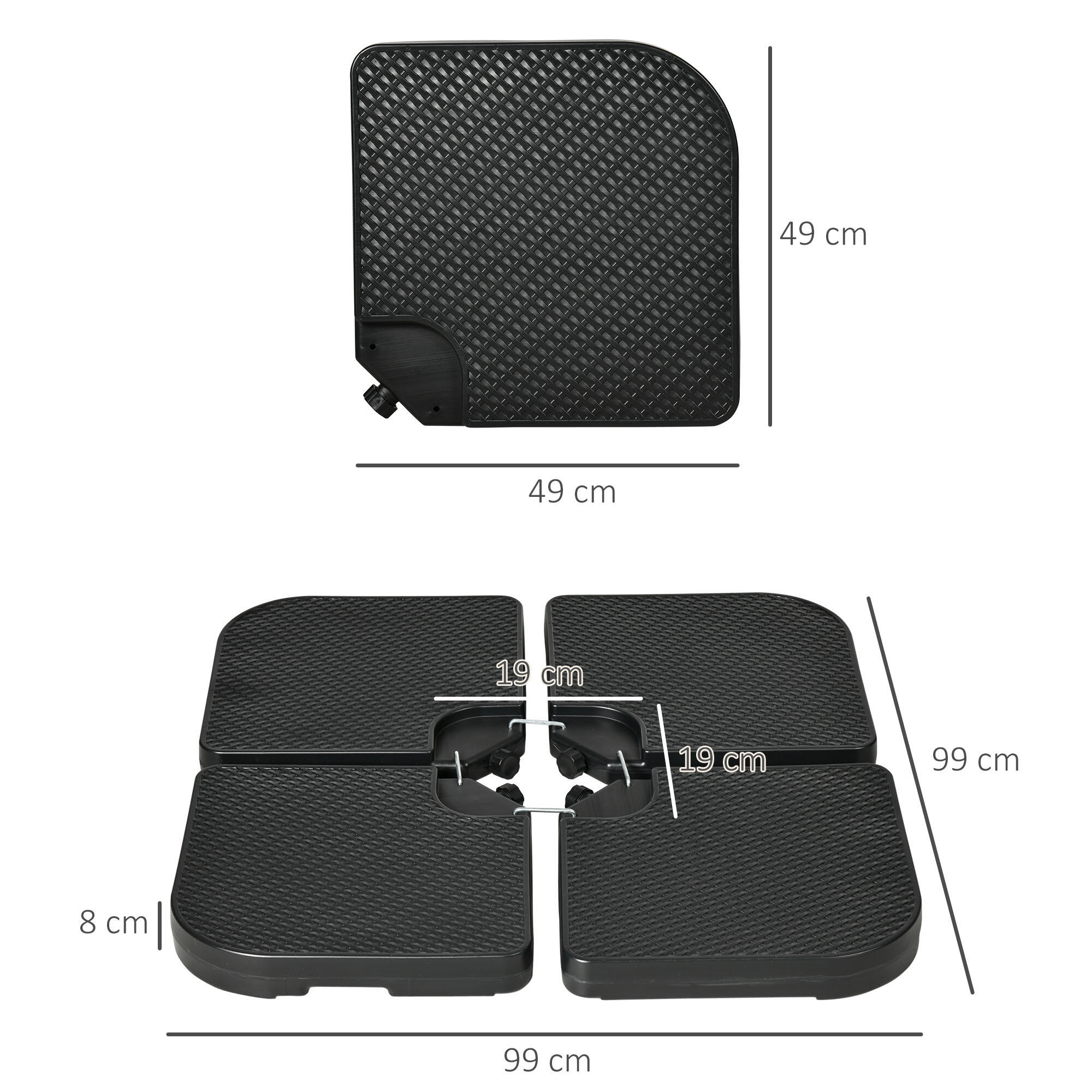 Base para Sombrilla Outsunny 99x99x8 cm Negro 3/6