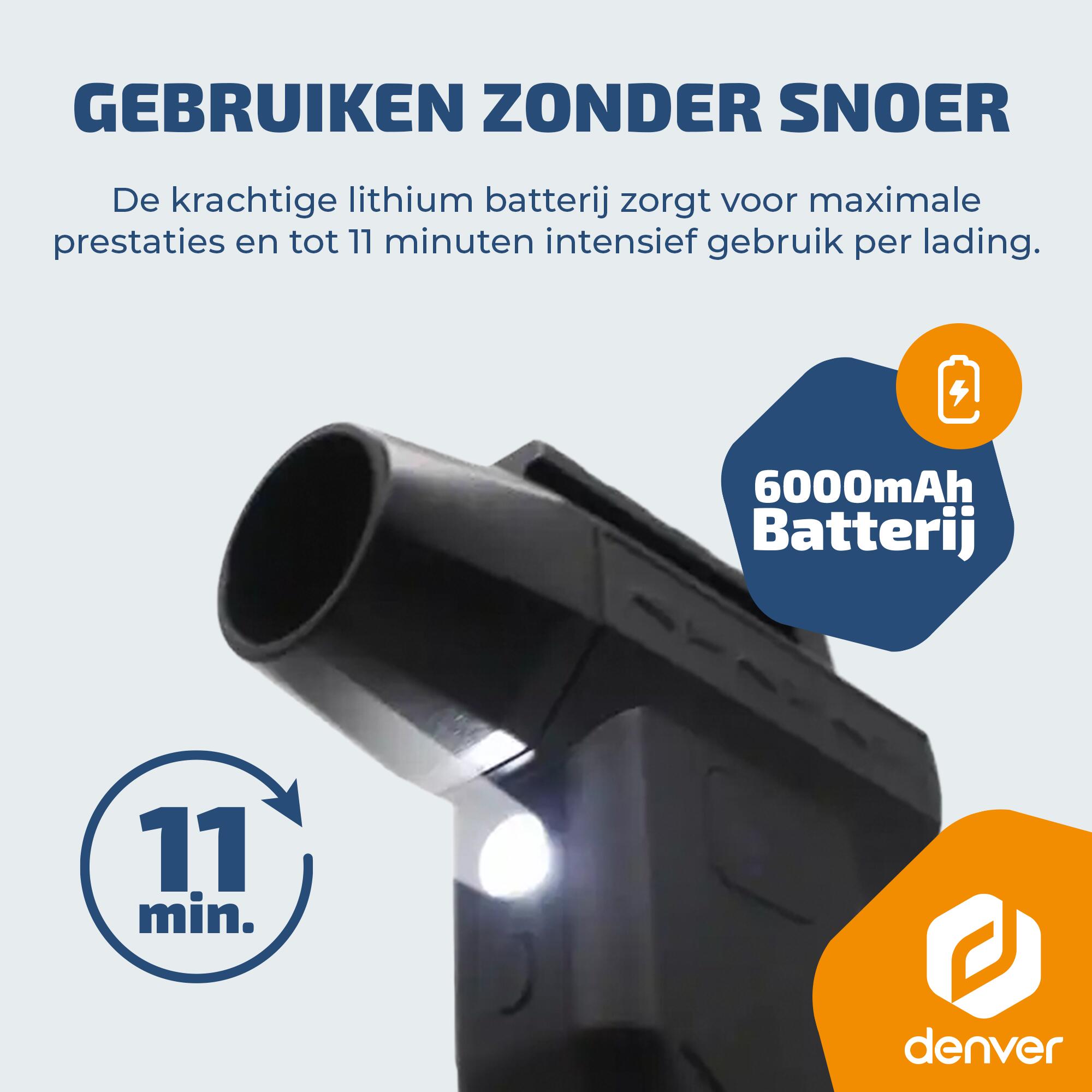 Denver HJB172 Air duster - 110.000 RPM - Accu -  Zwart 4/7