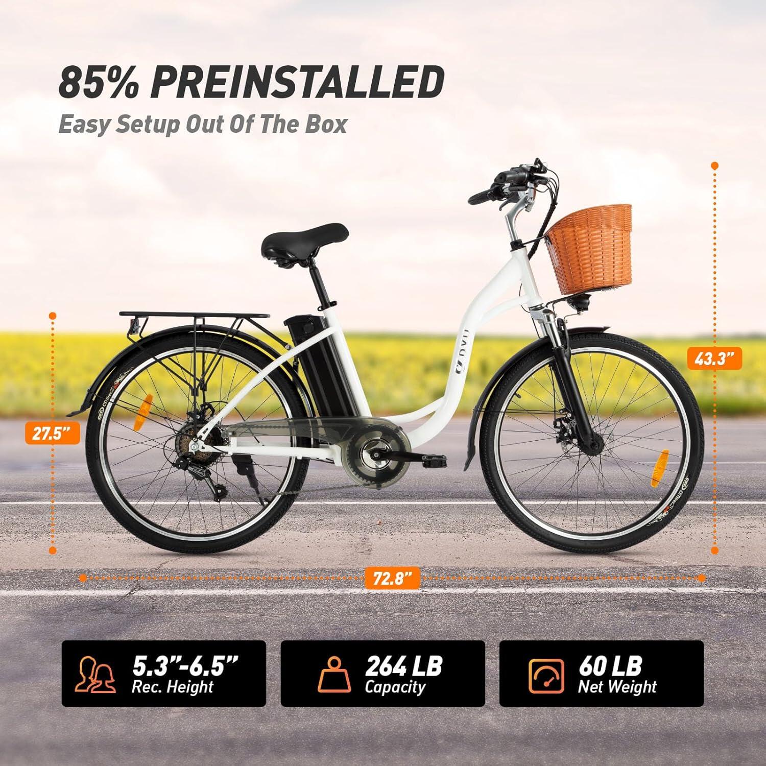 Bicicletta elettrica urbana DYU C6 da 26" 7/7