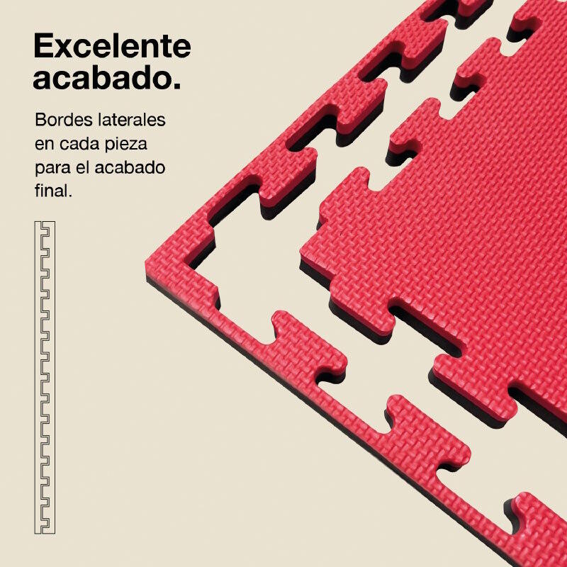 JOWY Tatame Puzzle 2 cm 100x100 cm – Superfície T, reversível Preto/Vermelho 3/6