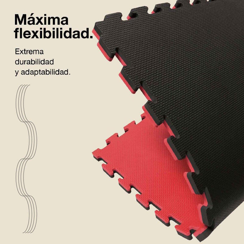 JOWY Tatame Puzzle 2 cm 100x100 cm – Superfície T, reversível Preto/Vermelho 6/6