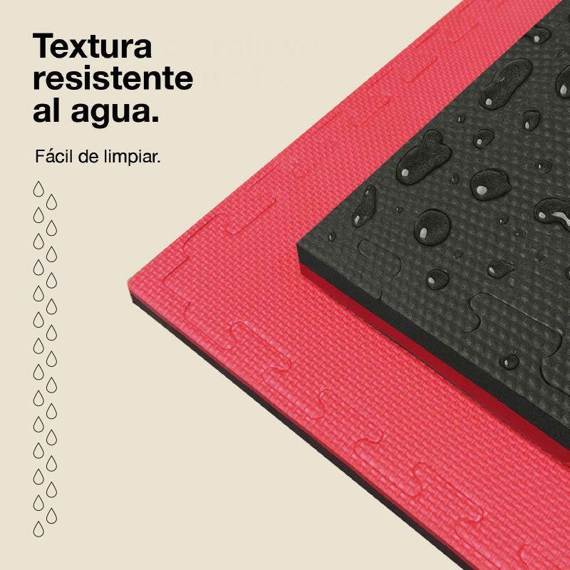 JOWY Tatami Puzzle 2,5cm 100x100cm – Superficie T, reversible Negro/Rojo 5/6
