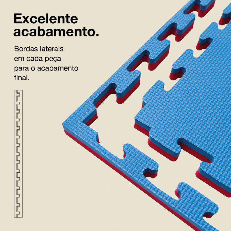 JOWY Tatame Puzzle 2,5 cm 100x100 cm – Superfície T, reversível Azul/Vermelho 3/6