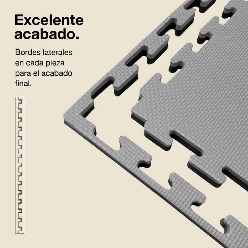 JOWY Tatame Puzzle 2 cm 100x100 cm – Superfície T, reversível Cinza/Preto 3/6
