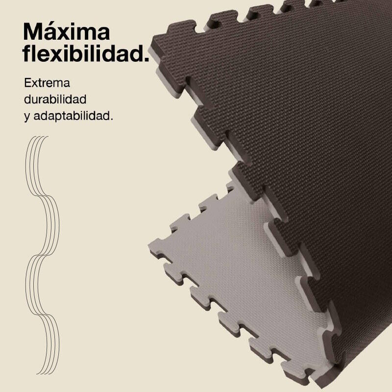JOWY Tatame Puzzle 2 cm 100x100 cm – Superfície T, reversível Cinza/Preto 6/6