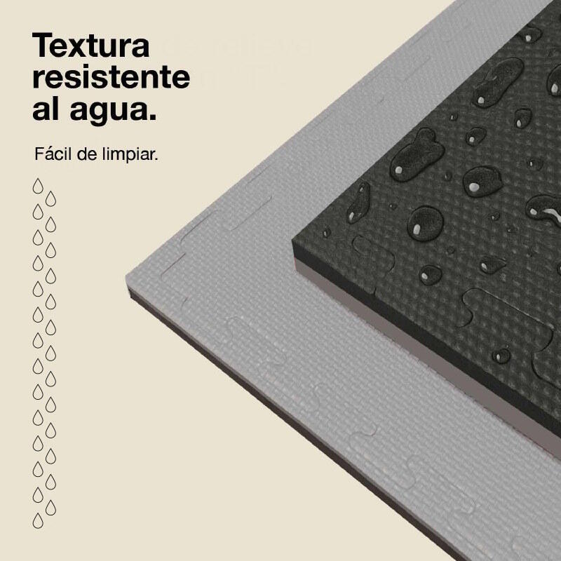 JOWY Tatame Puzzle 2 cm 100x100 cm – Superfície T, reversível Cinza/Preto 5/6