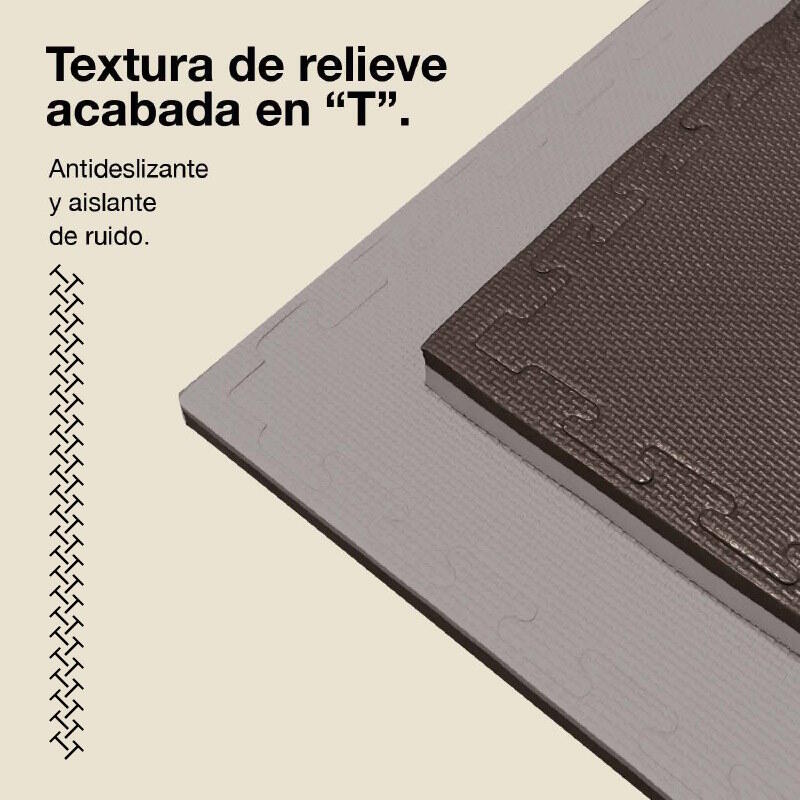 JOWY Tatame Puzzle 2 cm 100x100 cm – Superfície T, reversível Cinza/Preto 4/6