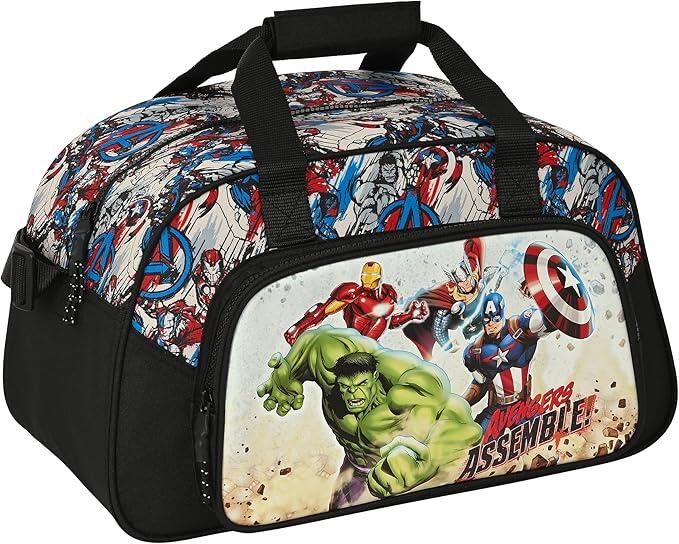 Sac de sport Avengers pour enfants avec bandoulière réglable et poche - Noir 1/3