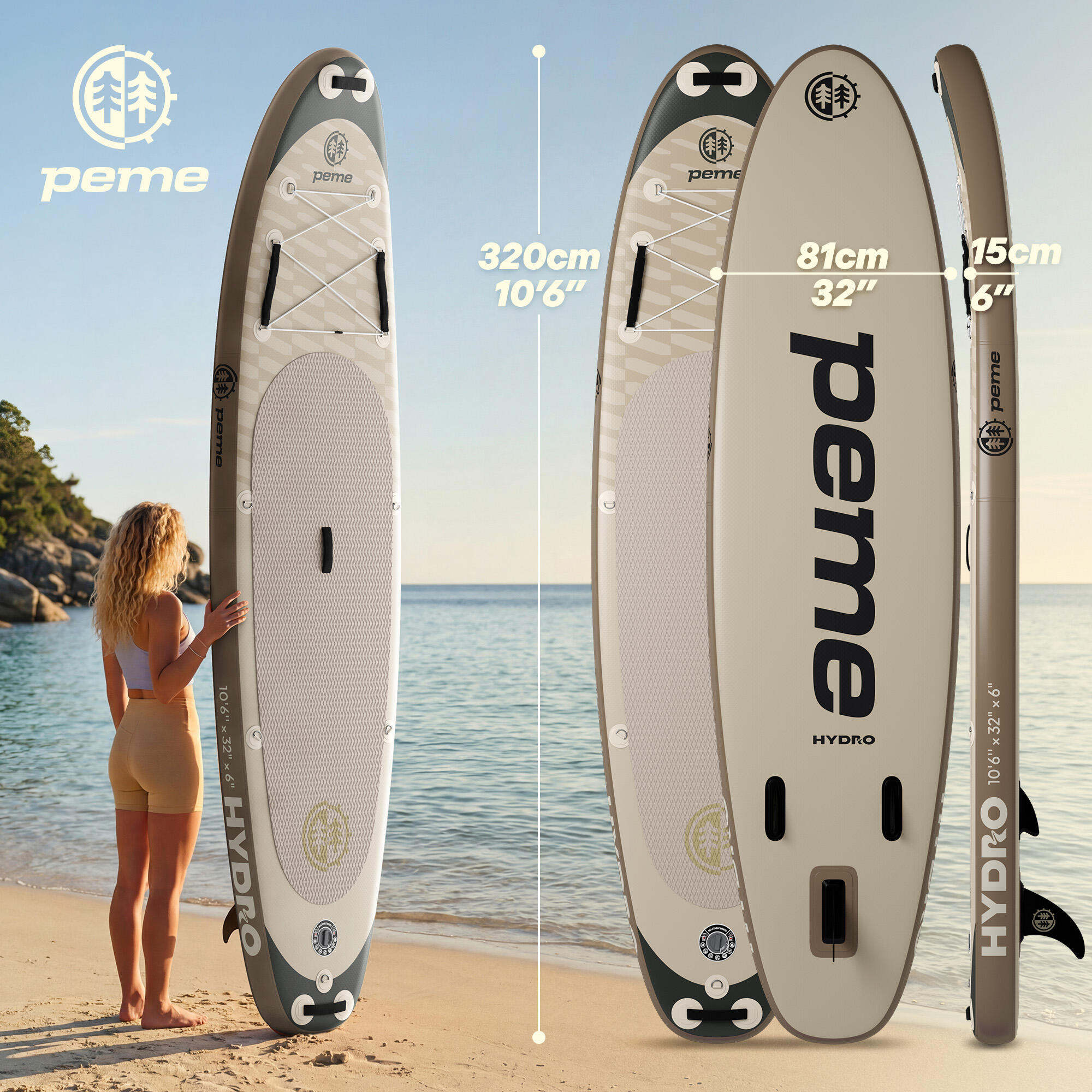Tavola Pack SUP gonfiabile 10'6 320x81x15 cm touring - stabile per escursioni 2/7